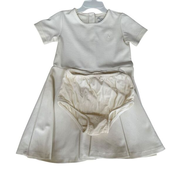 Ralph Lauren toddler Girls Pleated A-Line Dress Ivory White Stretchy size 24M - Picture 4 of 6